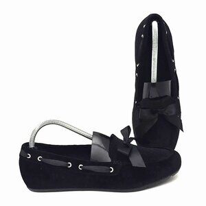 Vionic Alice Holiday Black Med Suede Moccasins Flats Shoes Women's Size 8.5